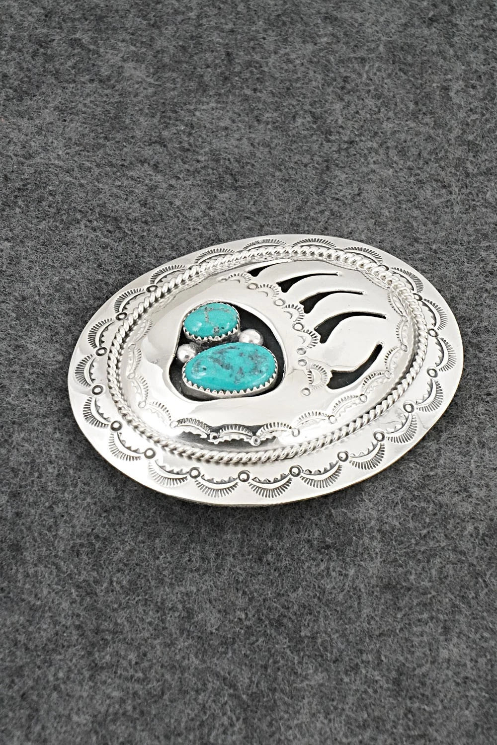 Turquoise & Sterling Silver Belt Buckle - Wilbert Muskett Sr.