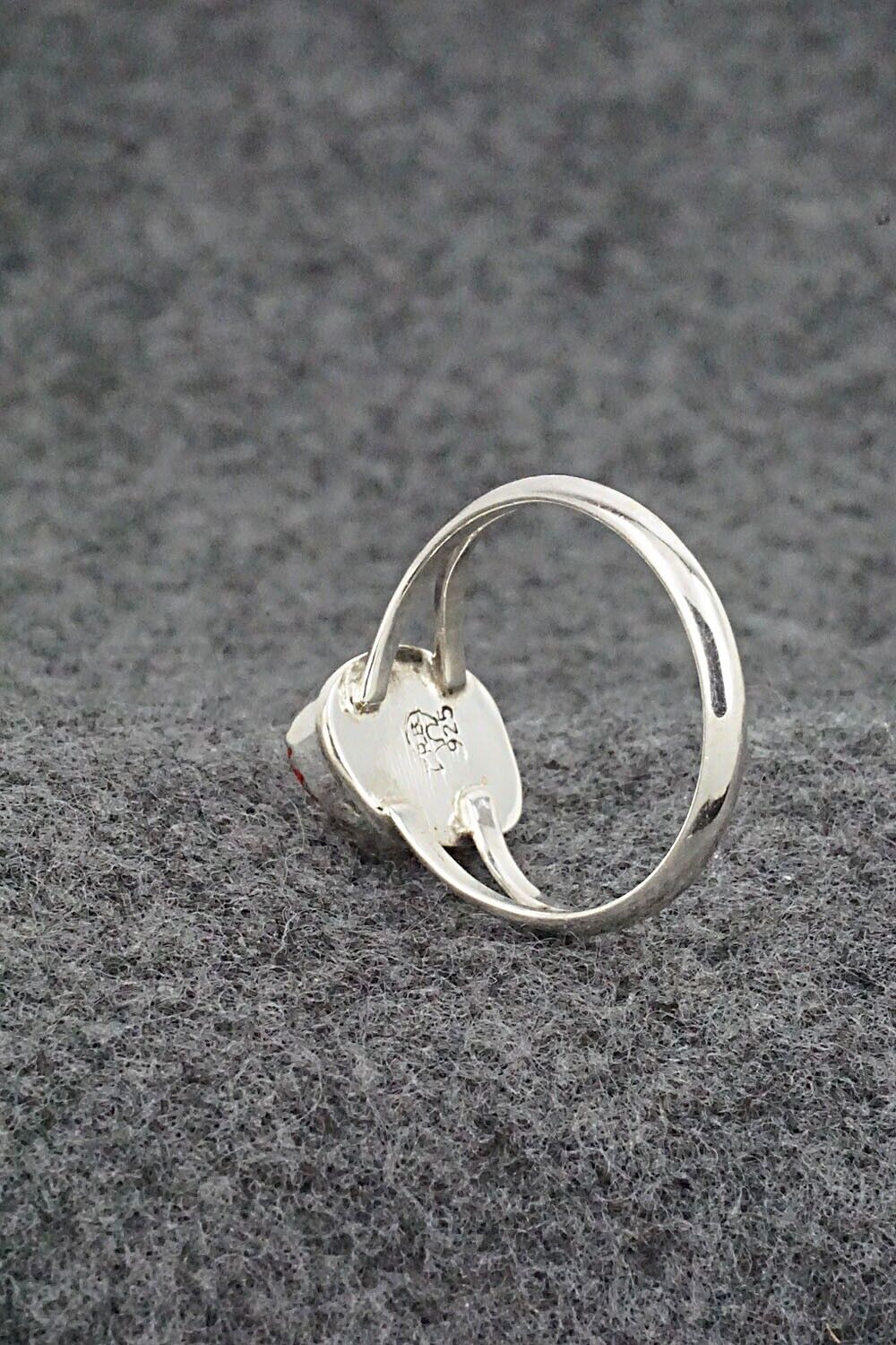 Coral & Sterling Silver Ring - Letricia Largo - Size 8.5