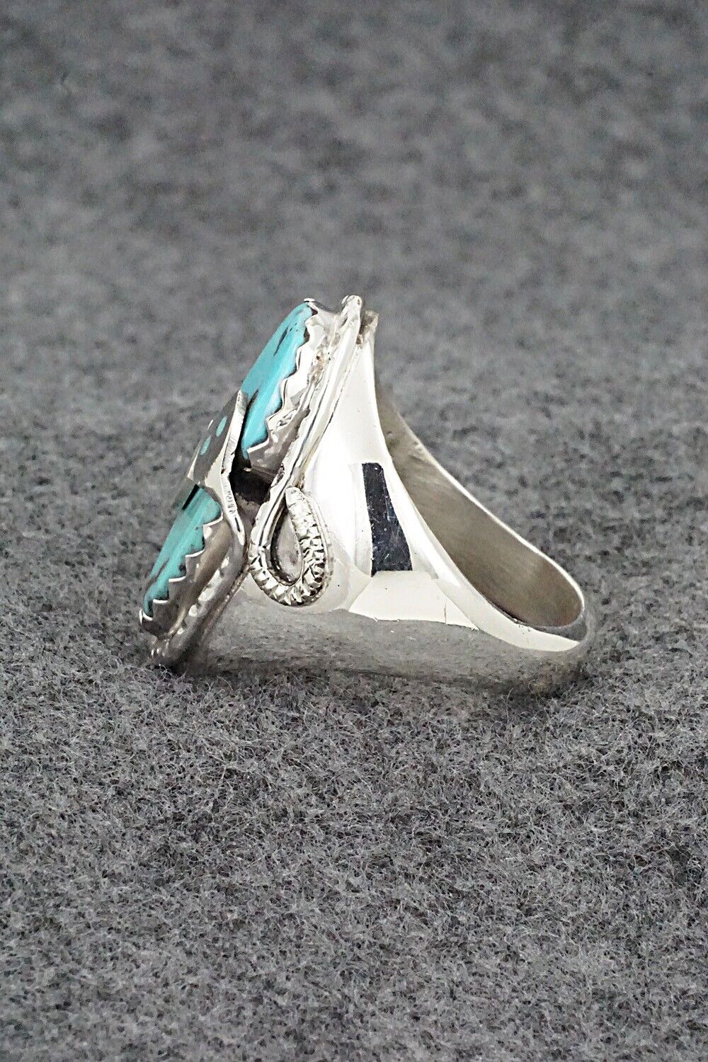 Turquoise & Sterling Silver Ring - Joy Calavaza - Size 13.5