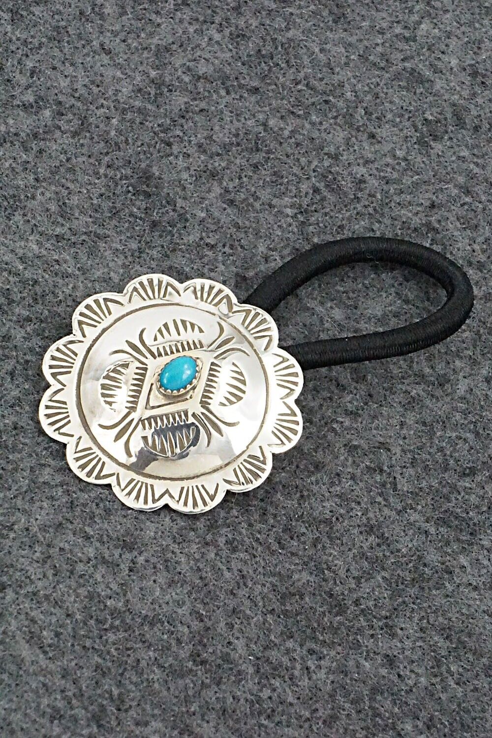 Turquoise & Sterling Silver Hair Tie - Bertha Begay