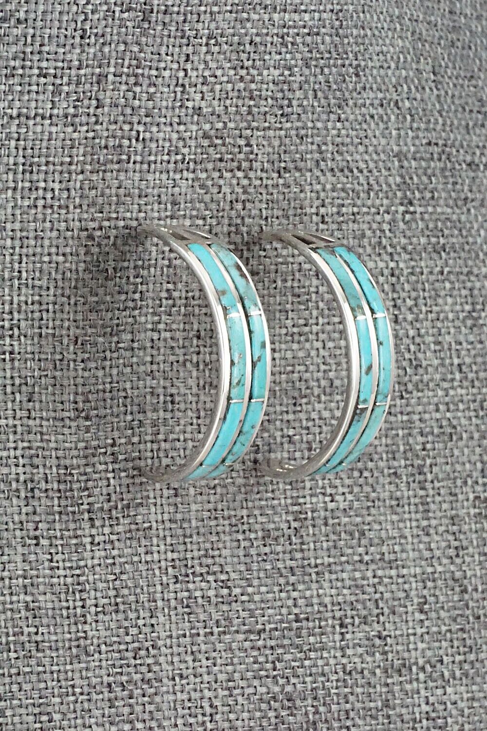 Turquoise & Sterling Silver Hoop Earrings - Andrew Enrico