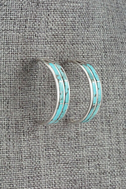 Turquoise & Sterling Silver Hoop Earrings - Andrew Enrico