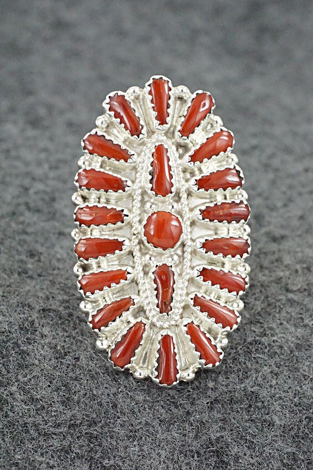 Coral & Sterling Silver Ring - Donovan Wilson - Size 8.5