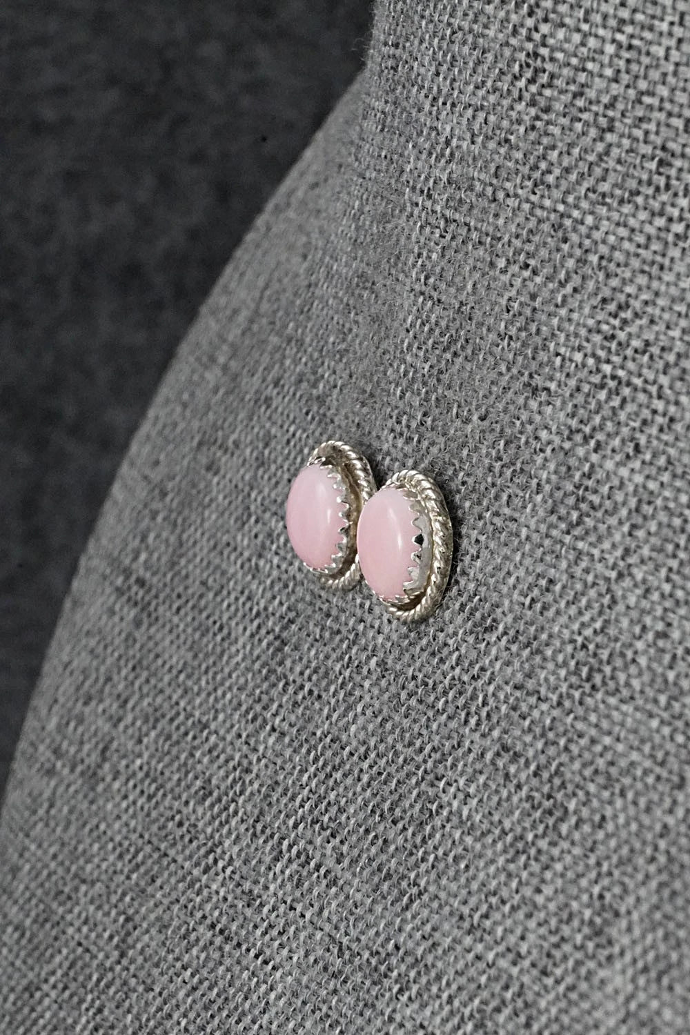 Pink Conch & Sterling Silver Earrings - Esther White