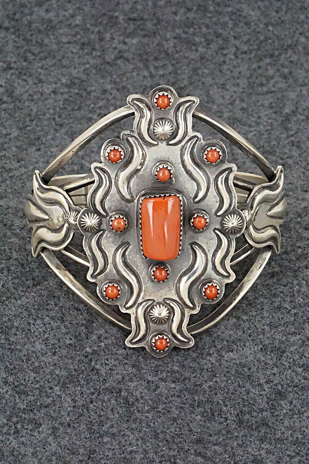 Coral & Sterling Silver Bracelet - Emerson Delgarito