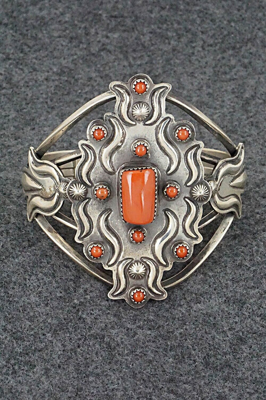 Coral & Sterling Silver Bracelet - Emerson Delgarito