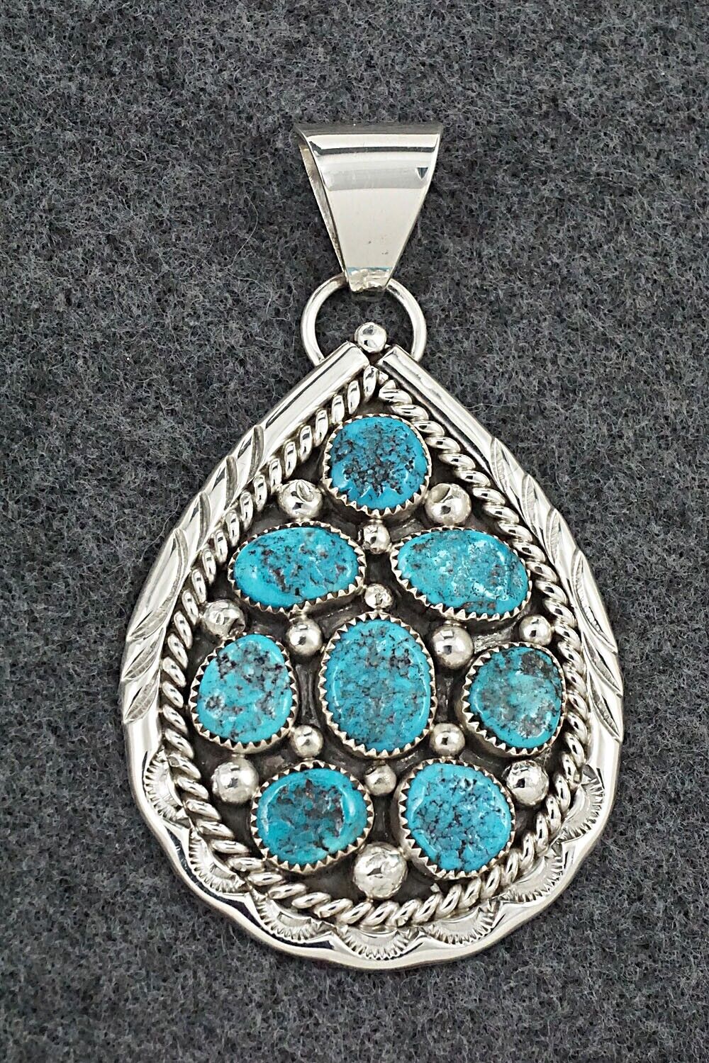 Turquoise & Sterling Silver Pendant - Chester Charley