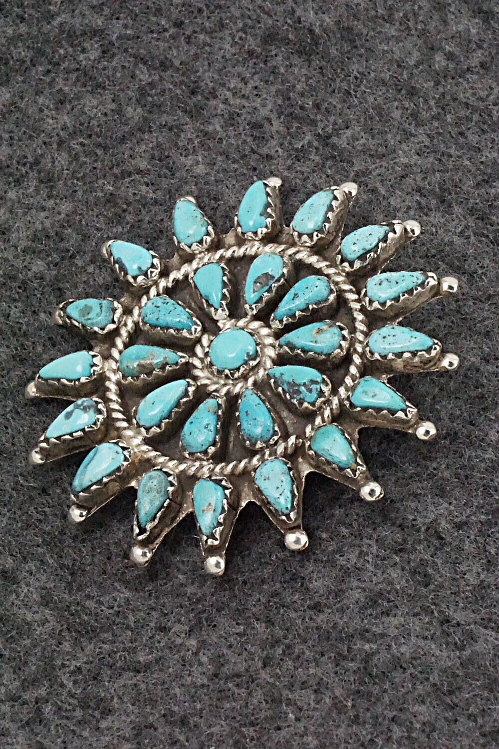 Turquoise & Sterling Silver Pendant/Pin - George Gasper