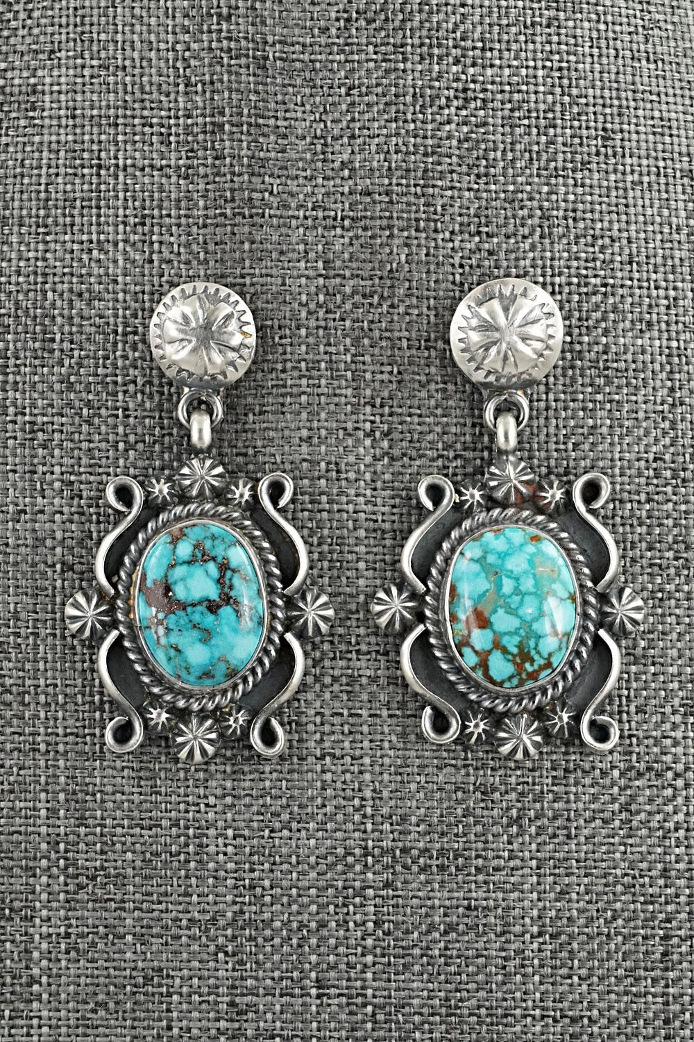 Turquoise & Sterling Silver Necklace and Earrings Set - Raymond Delgarito