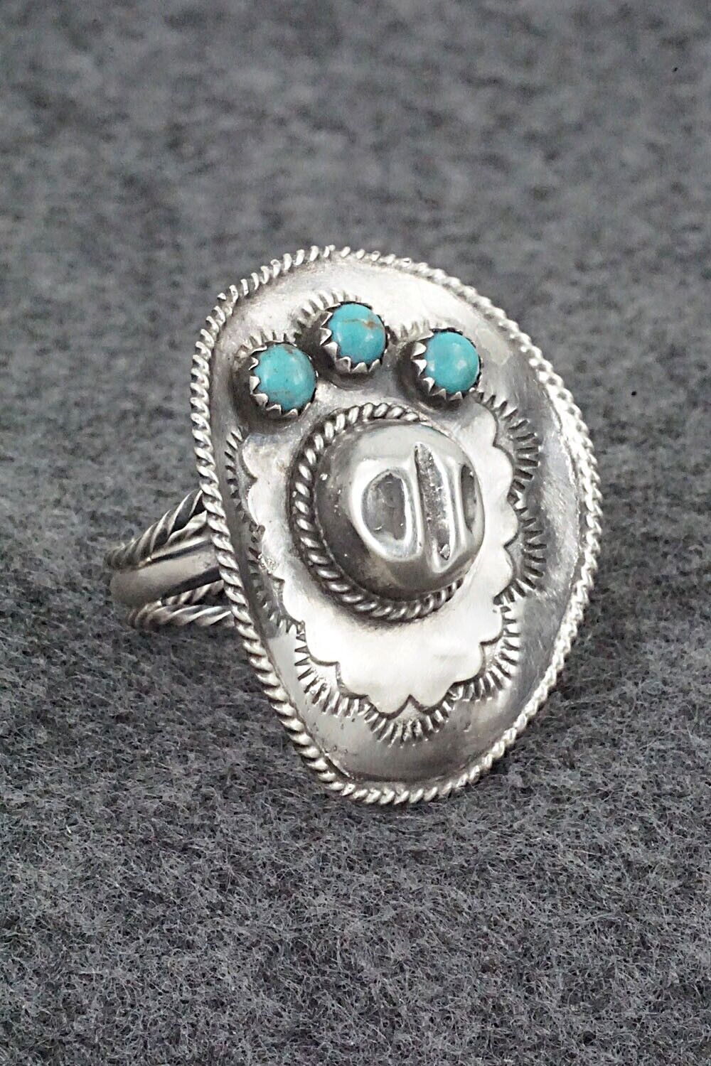 Turquoise & Sterling Silver Ring - Bobby Platero - Size 7.5