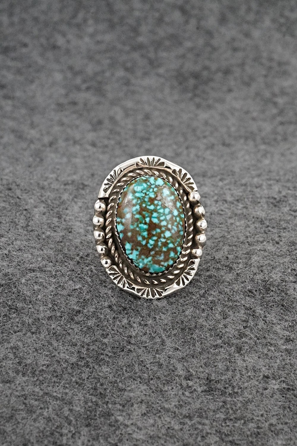 Turquoise & Sterling Silver Ring - Phil Nez - Size 7 Adj.