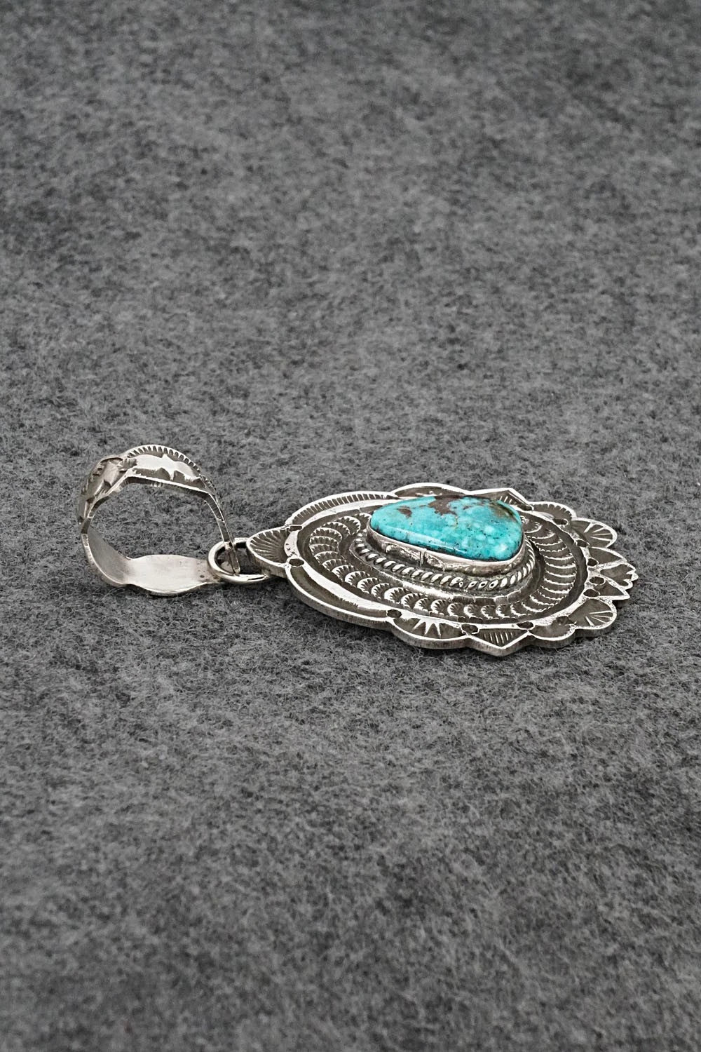 Turquoise & Sterling Silver Pendant - Leonard Maloney