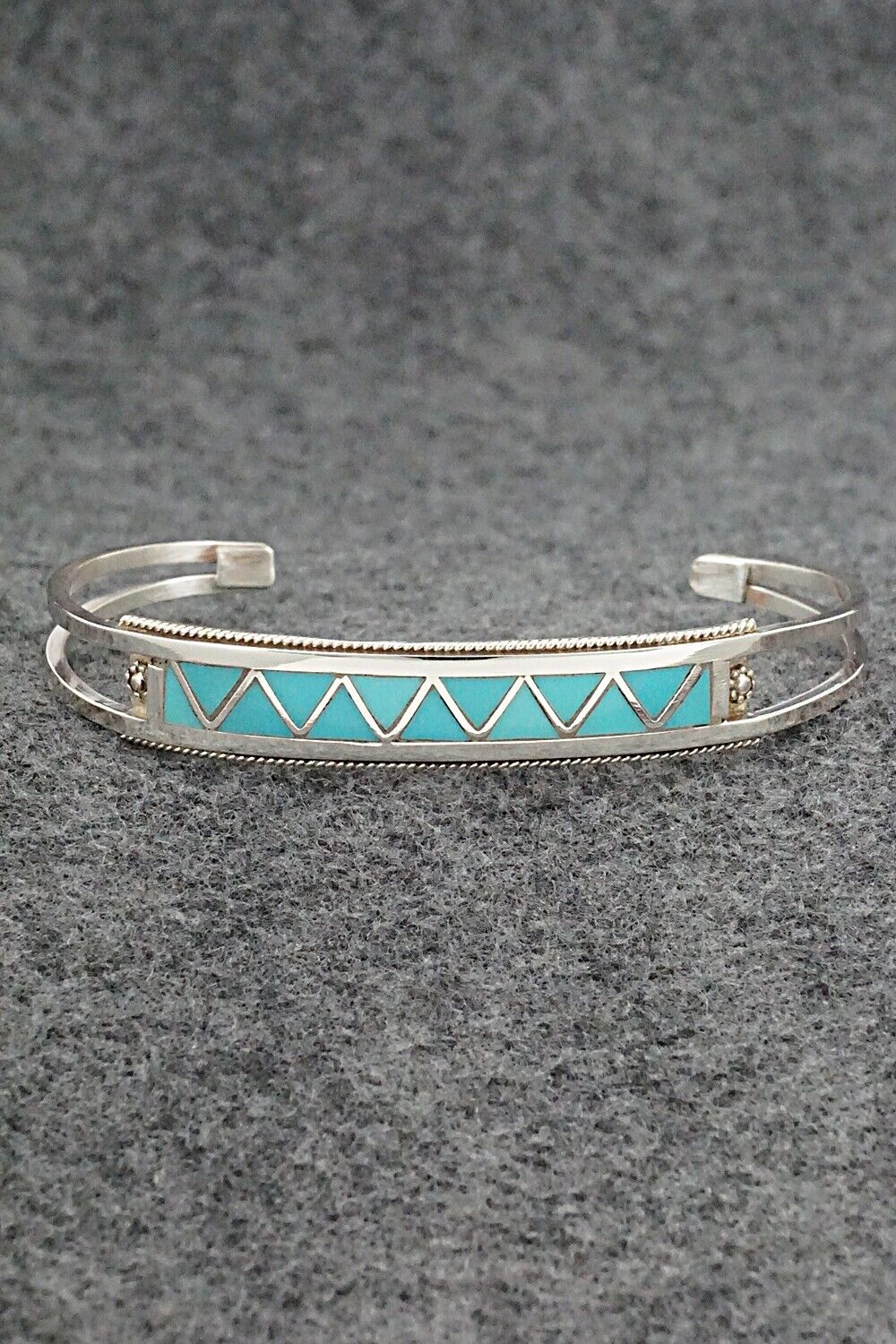 Turquoise & Sterling Silver Inlay Bracelet - Claudine Haloo