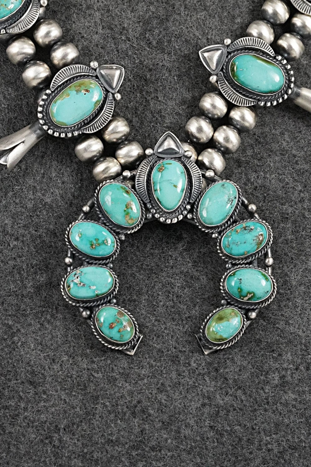 Turquoise & Sterling Silver Squash Blossom Set - Derrick Gordon