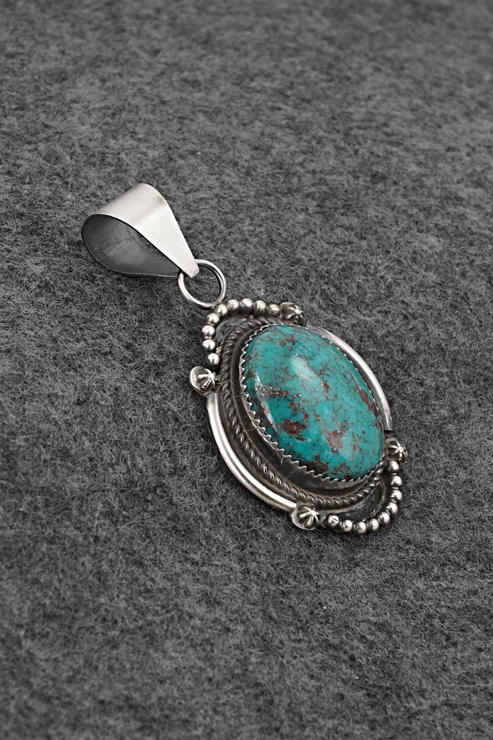 Turquoise and Sterling Silver Pendant - Leslie Nez