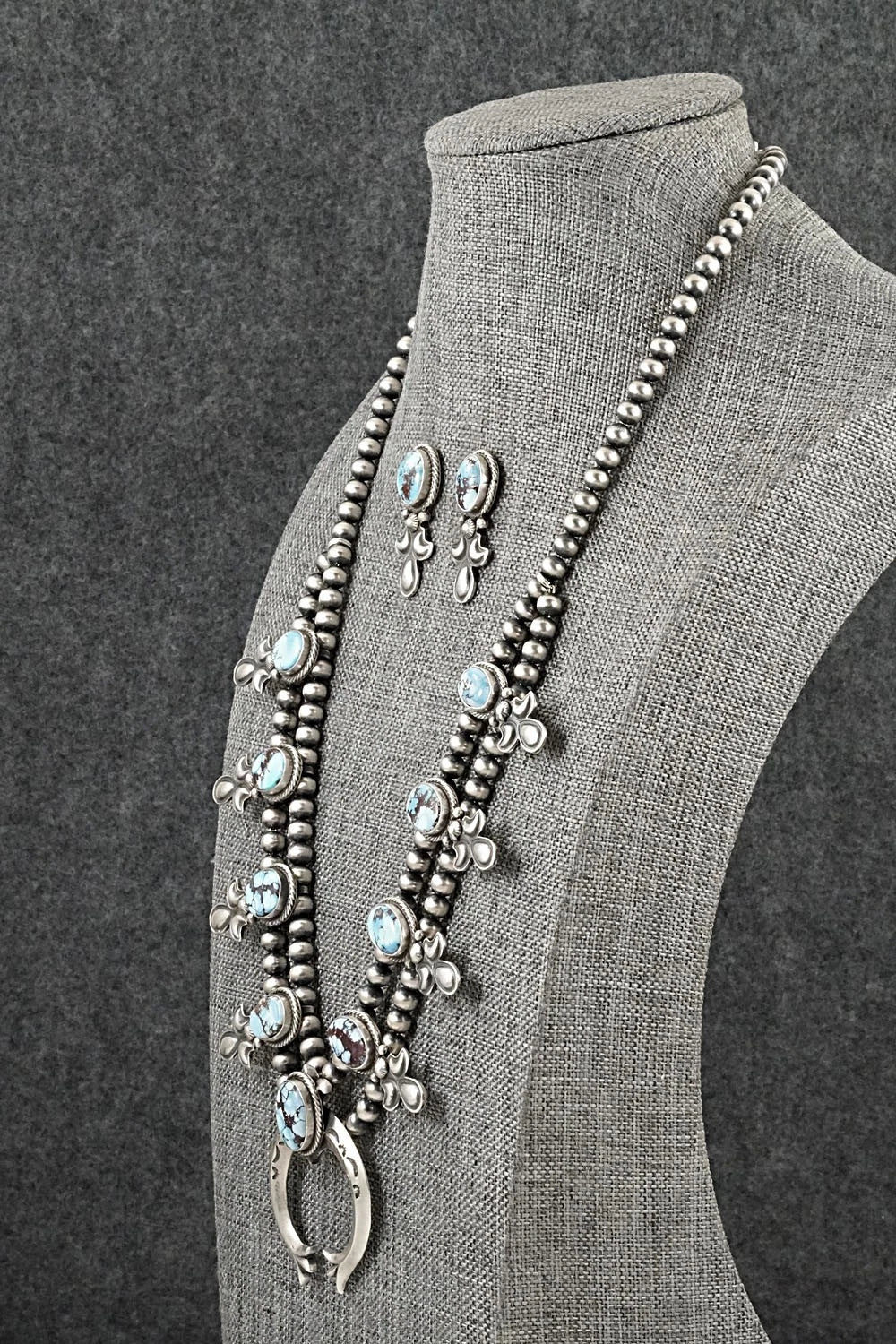 Turquoise & Sterling Silver Squash Blossom Set - Adrienne Gordon