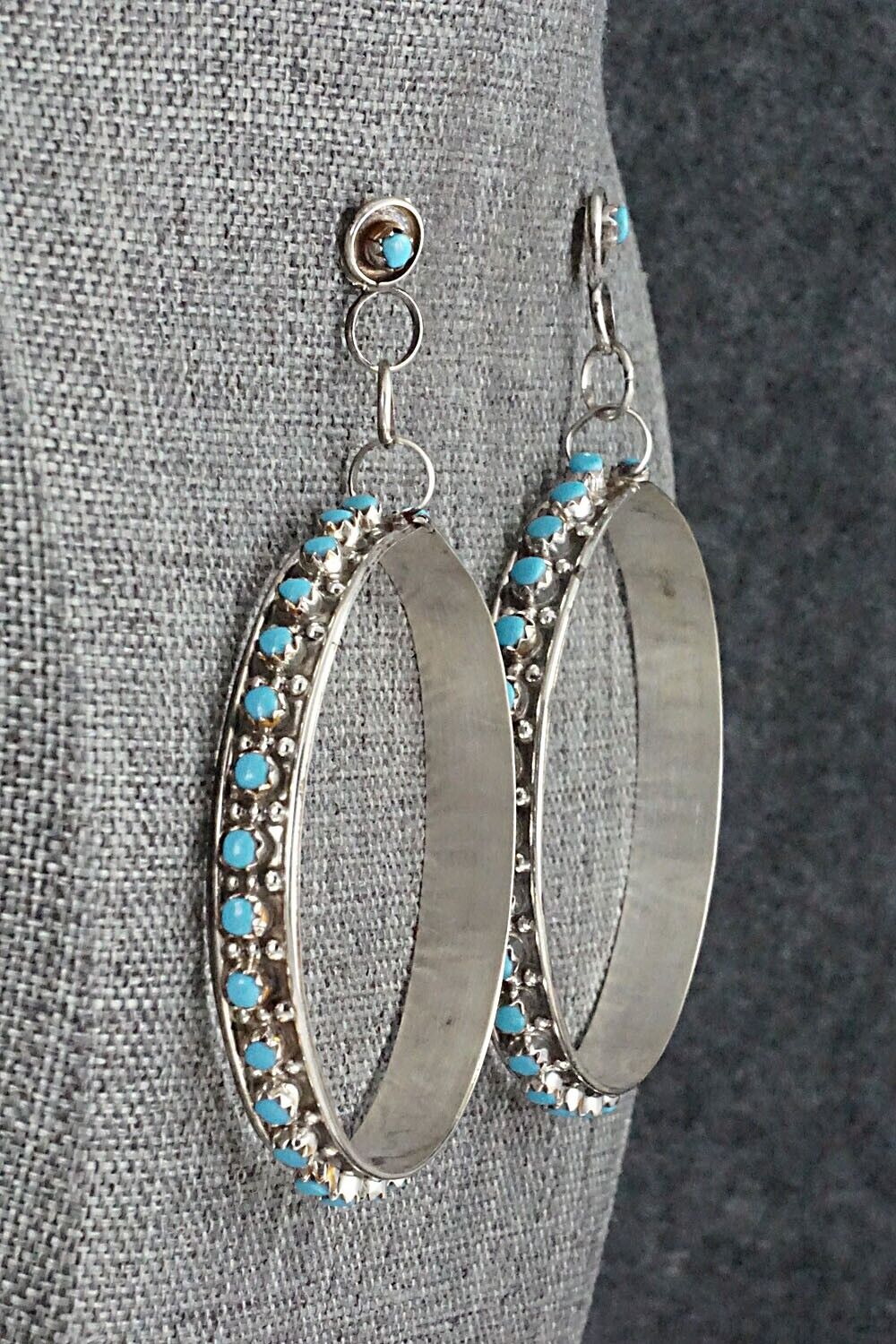 Turquoise & Sterling Silver Hoop Earrings - Joanne Cheama