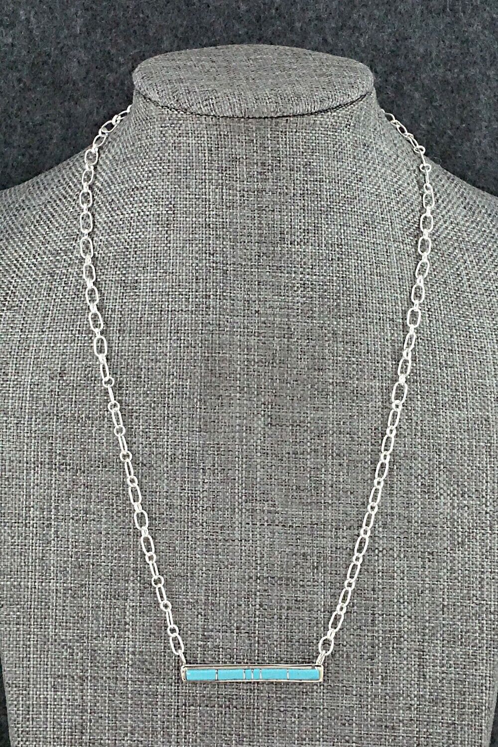 Turquoise & Sterling Silver Necklace - Roland Natachu