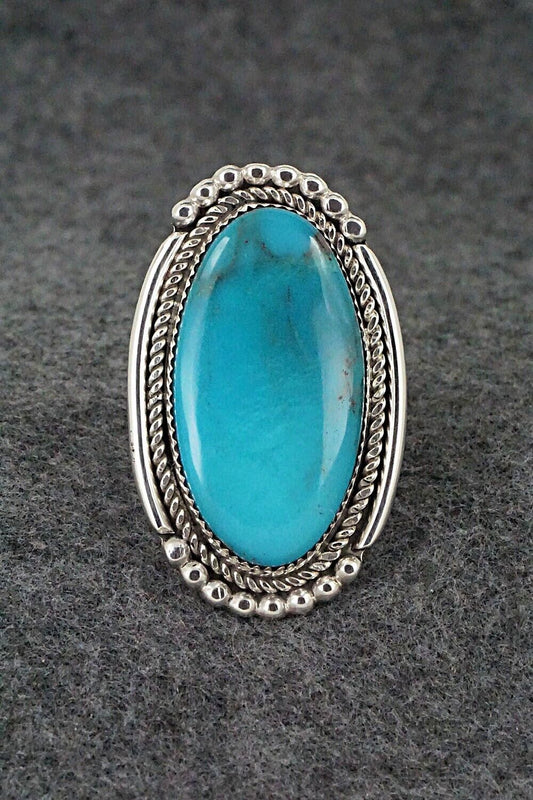 Turquoise & Sterling Silver Ring - Kenny Calavaza - Size 8