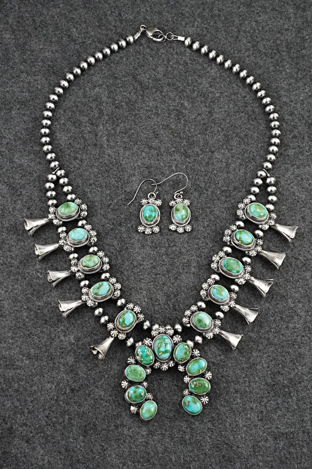 Turquoise & Sterling Silver Squash Blossom Set - Darrin Livingston