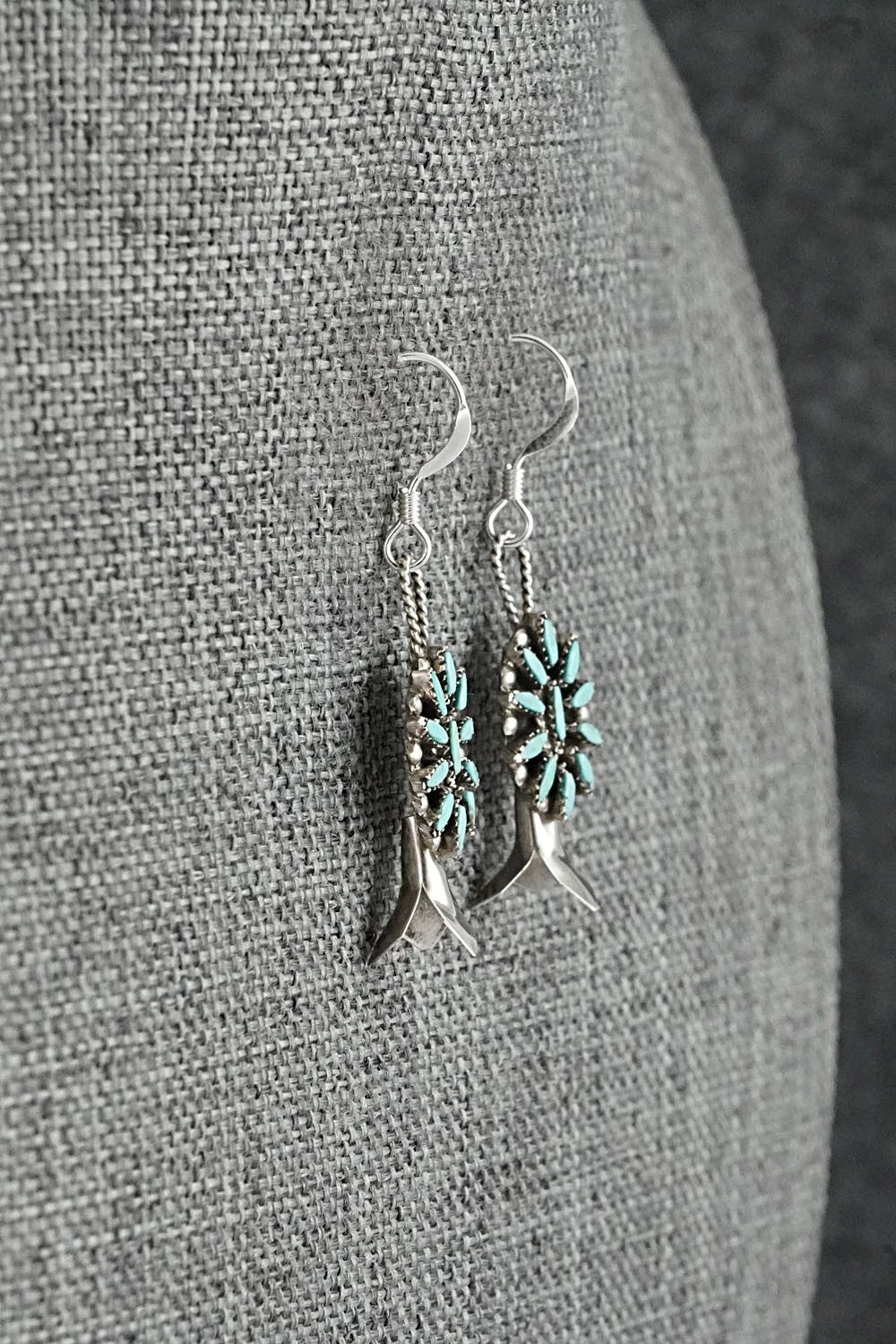 Turquoise & Sterling Silver Mini Squash Blossom Set - Lorena Peina