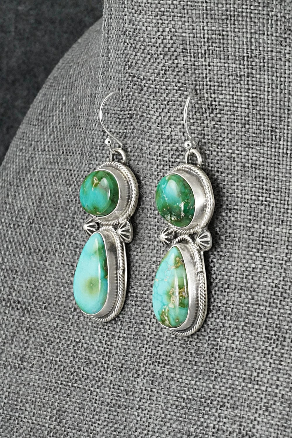 Turquoise & Sterling Silver Necklace and Earrings Set - Bobby Johnson