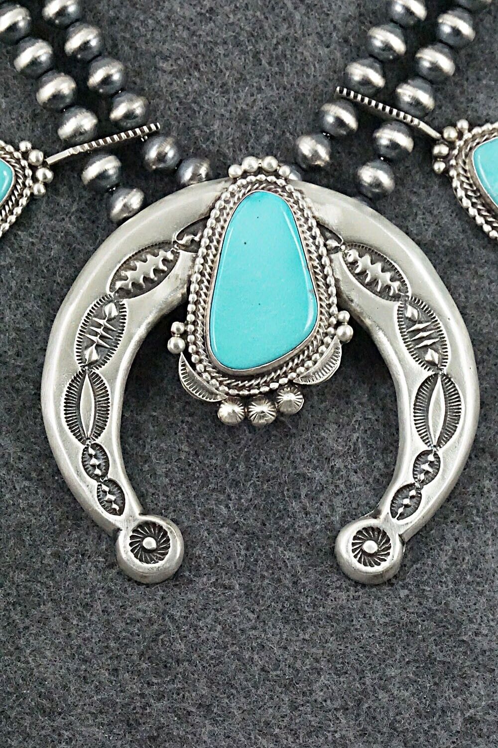 Turquoise & Sterling Silver Squash Blossom Set - Tom Lewis