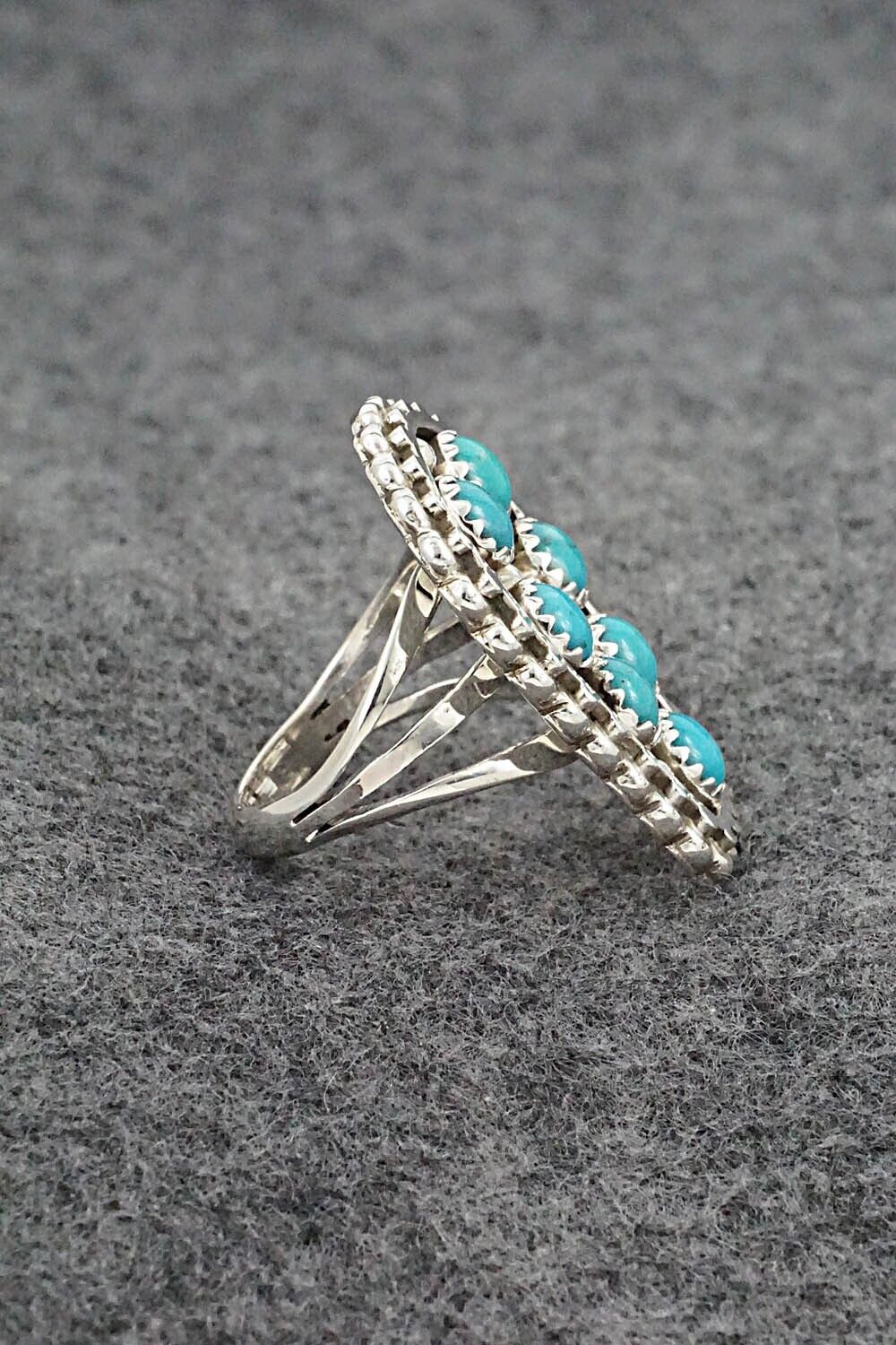 Turquoise & Sterling Silver Ring - Kenny Lonjose - Size 6.25