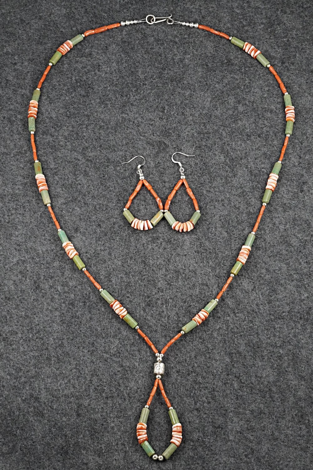 Spiny Oyster, Turquoise & Sterling Silver Necklace Set - Erika Brown