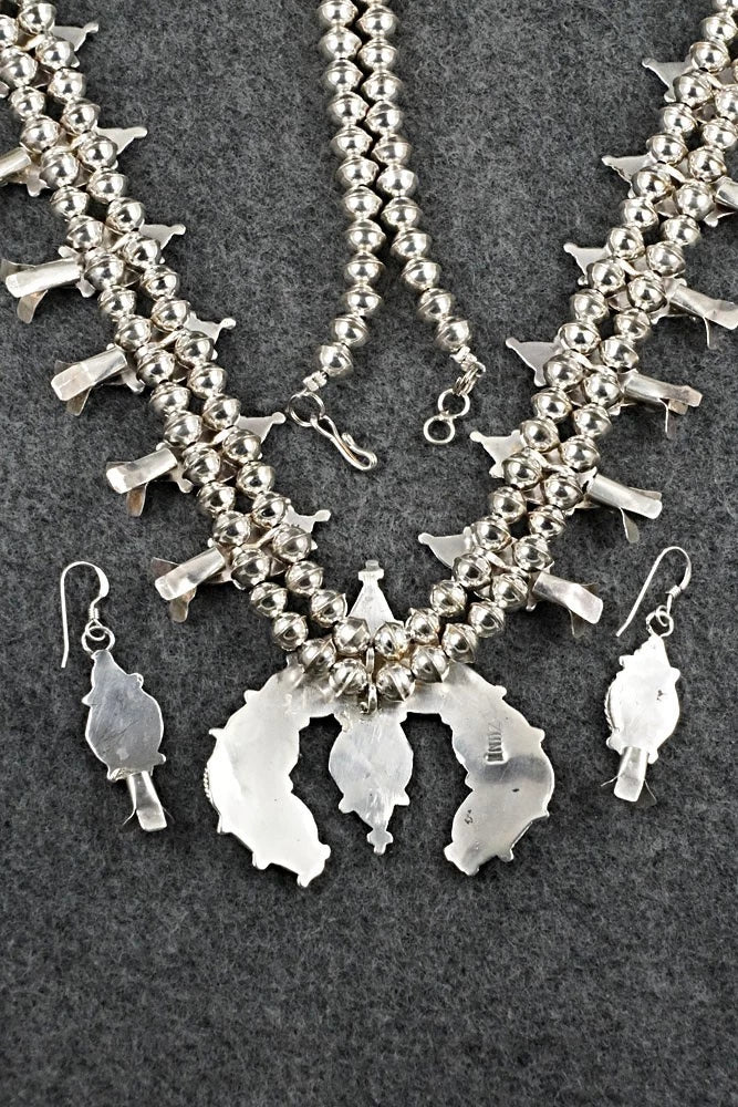 Turquoise & Sterling Silver Squash Blossom Set - Lorna Mahkee