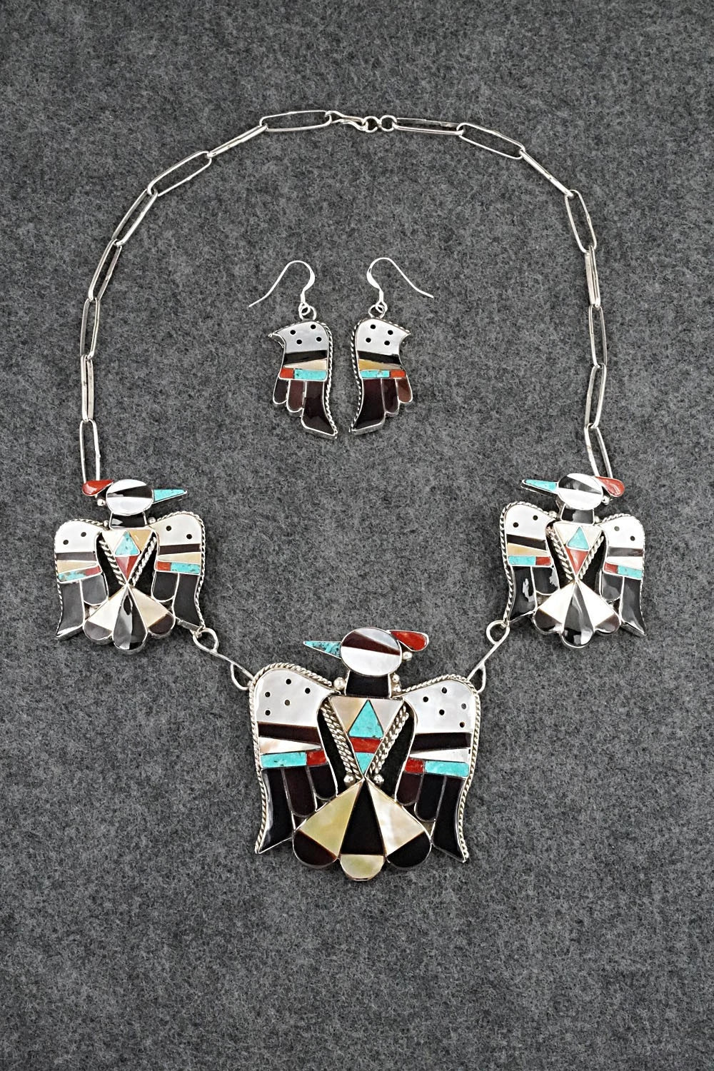 Multi-Stone & Sterling Silver Inlay Necklace Set - Corraine Shack