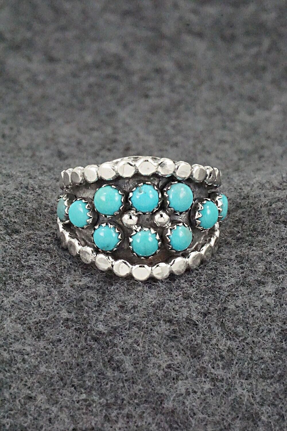 Turquoise & Sterling Silver Ring - Kenny Lonjose - Size 7.75