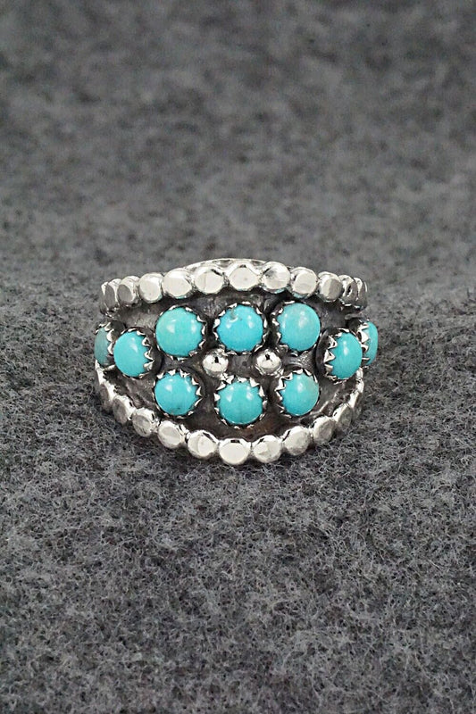 Turquoise & Sterling Silver Ring - Kenny Lonjose - Size 7.75