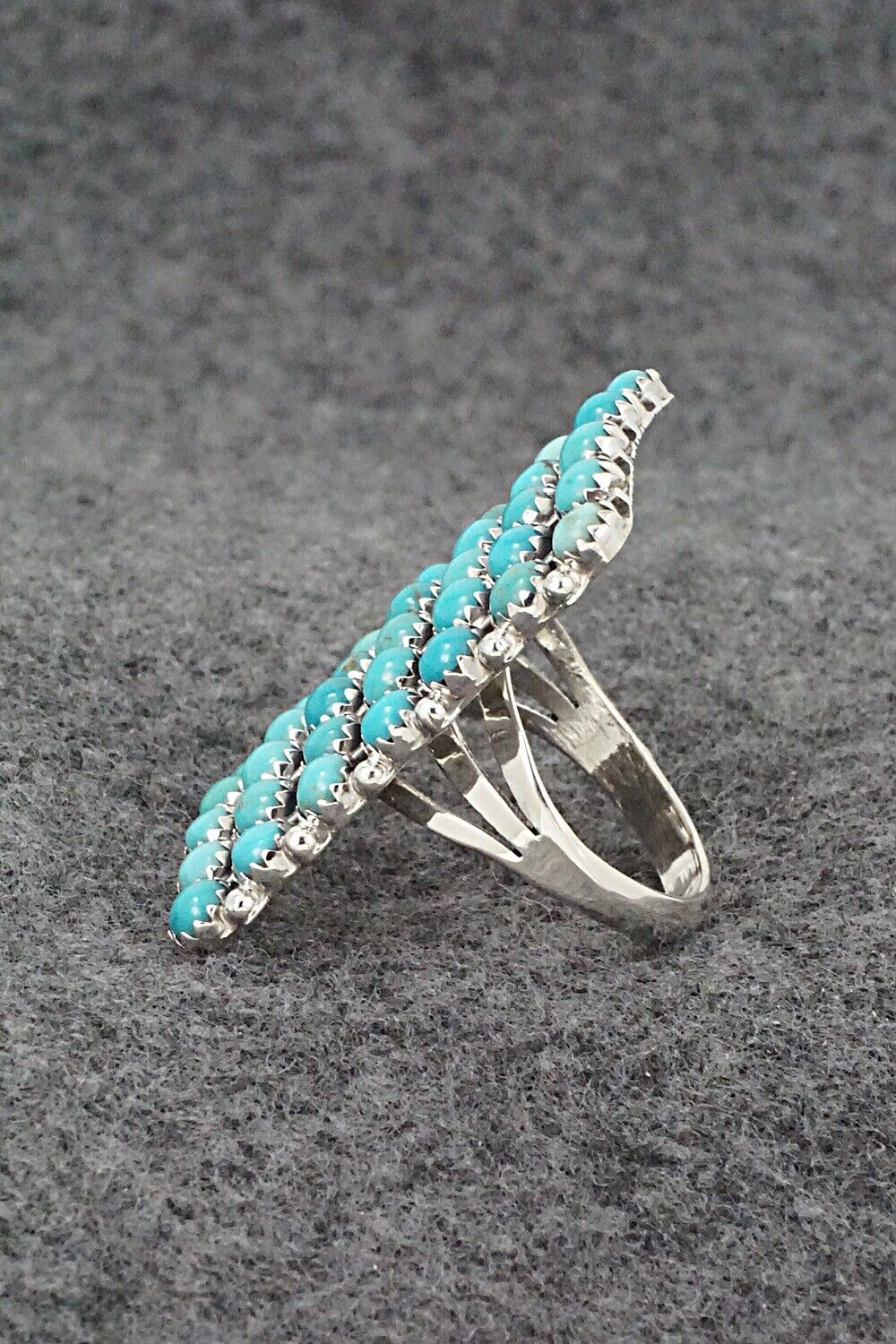 Turquoise & Sterling Silver Ring - Kenny Lonjose - Size 9