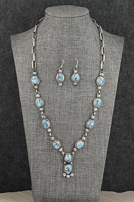 Turquoise & Sterling Silver Necklace and Earrings Set - Kathleen Livingston