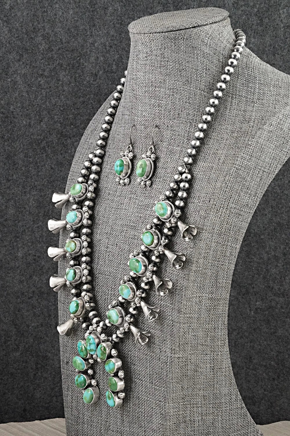 Turquoise & Sterling Silver Squash Blossom Set - Darrin Livingston