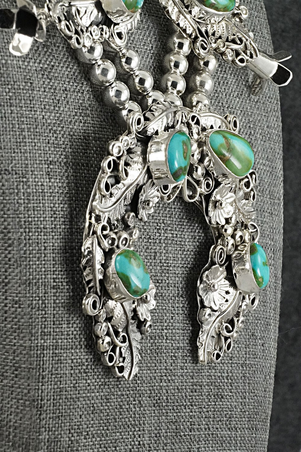 Turquoise & Sterling Silver Squash Blossom Set - Harry B. Yazzie