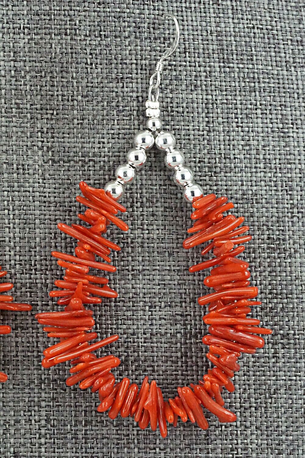 Coral & Sterling Silver Earrings - Doreen Jake