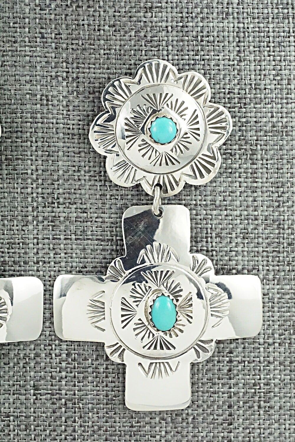 Turquoise and Sterling Silver Earrings - Bertha Begay