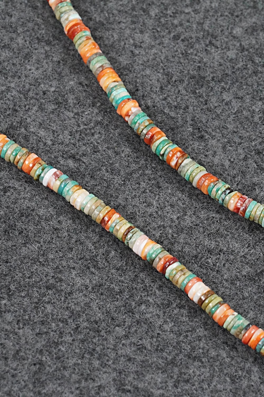 Turquoise, Spiny Oyster & Sterling Silver Necklace 17" - Doreen Jake