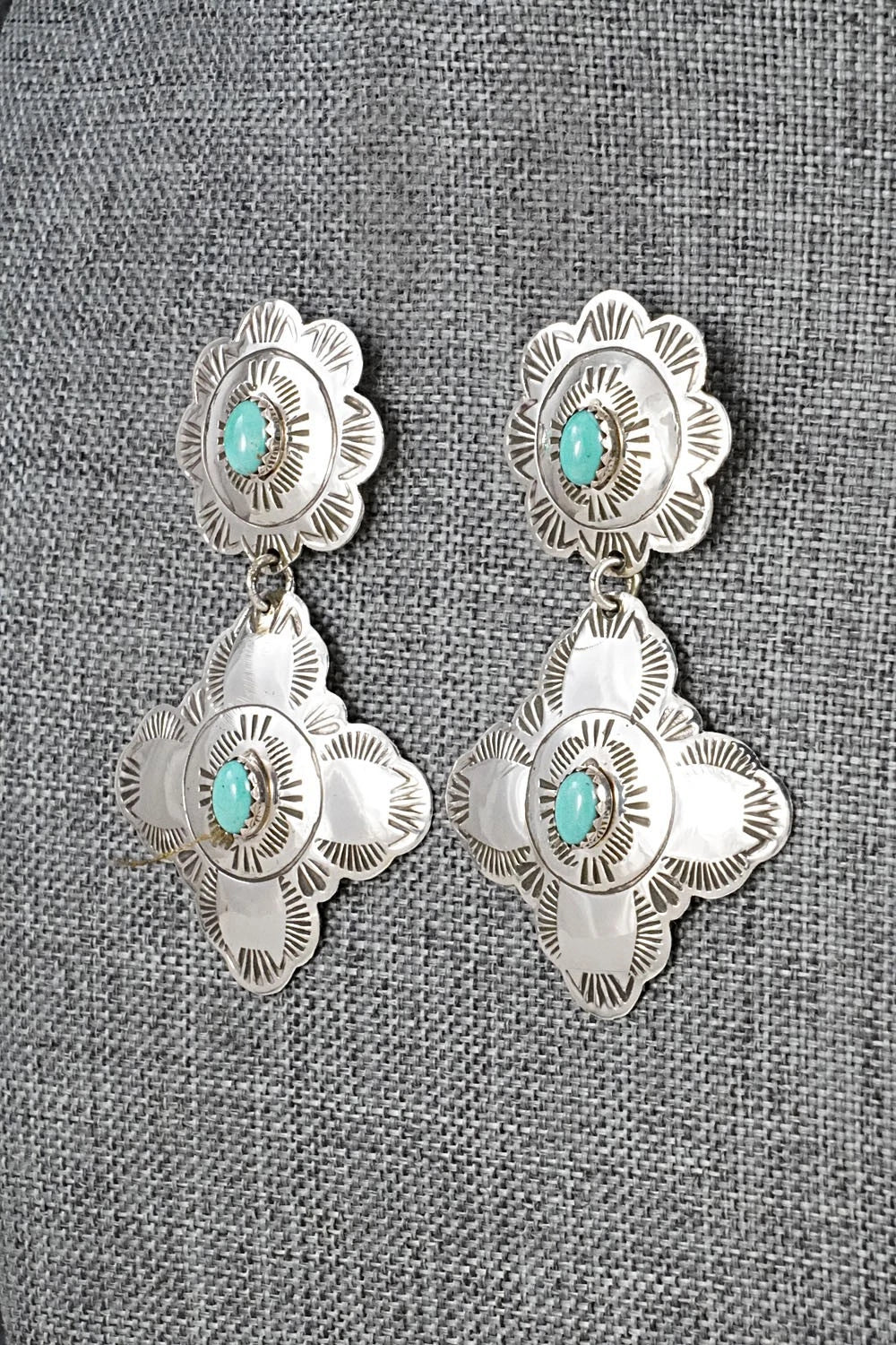 Turquoise & Sterling Silver Earrings - Bertha Begay