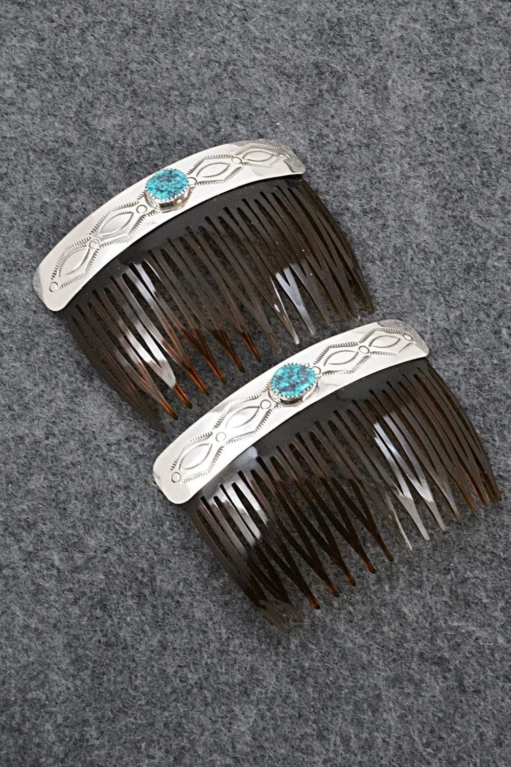 Turquoise & Sterling Silver Hair Combs - Joann Silver