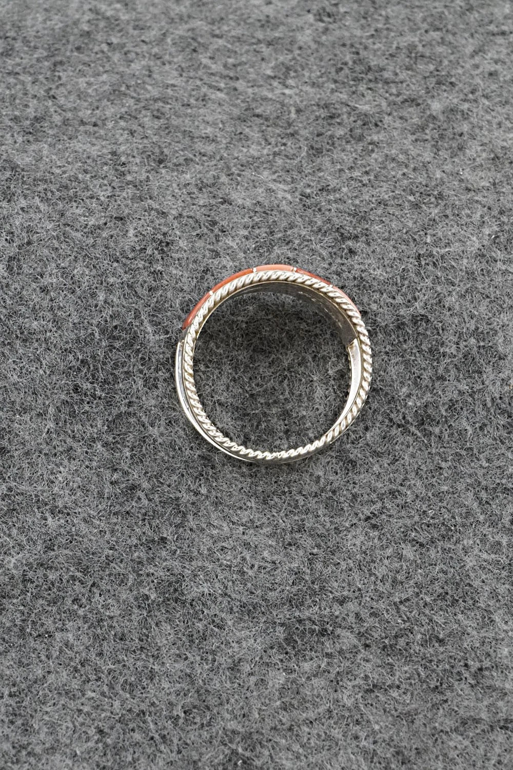 Coral and Sterling Silver Ring - Bruce Johnson - Size 9.25