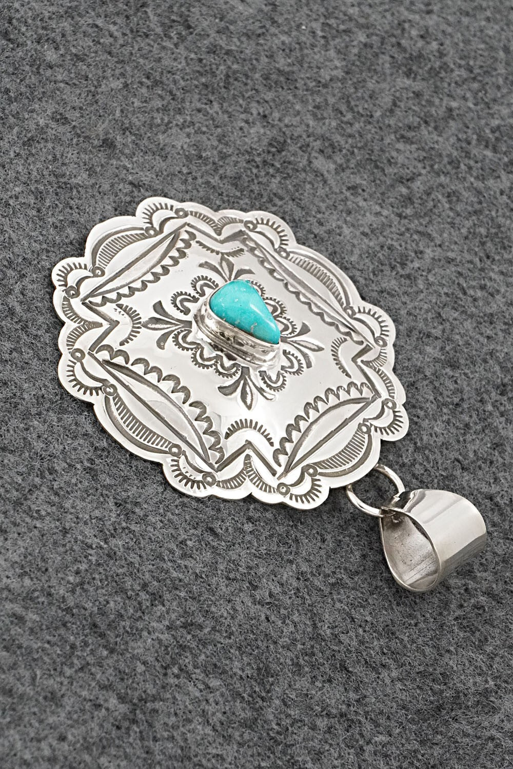 Turquoise & Sterling Silver Pendant - Arnold Blackgoat