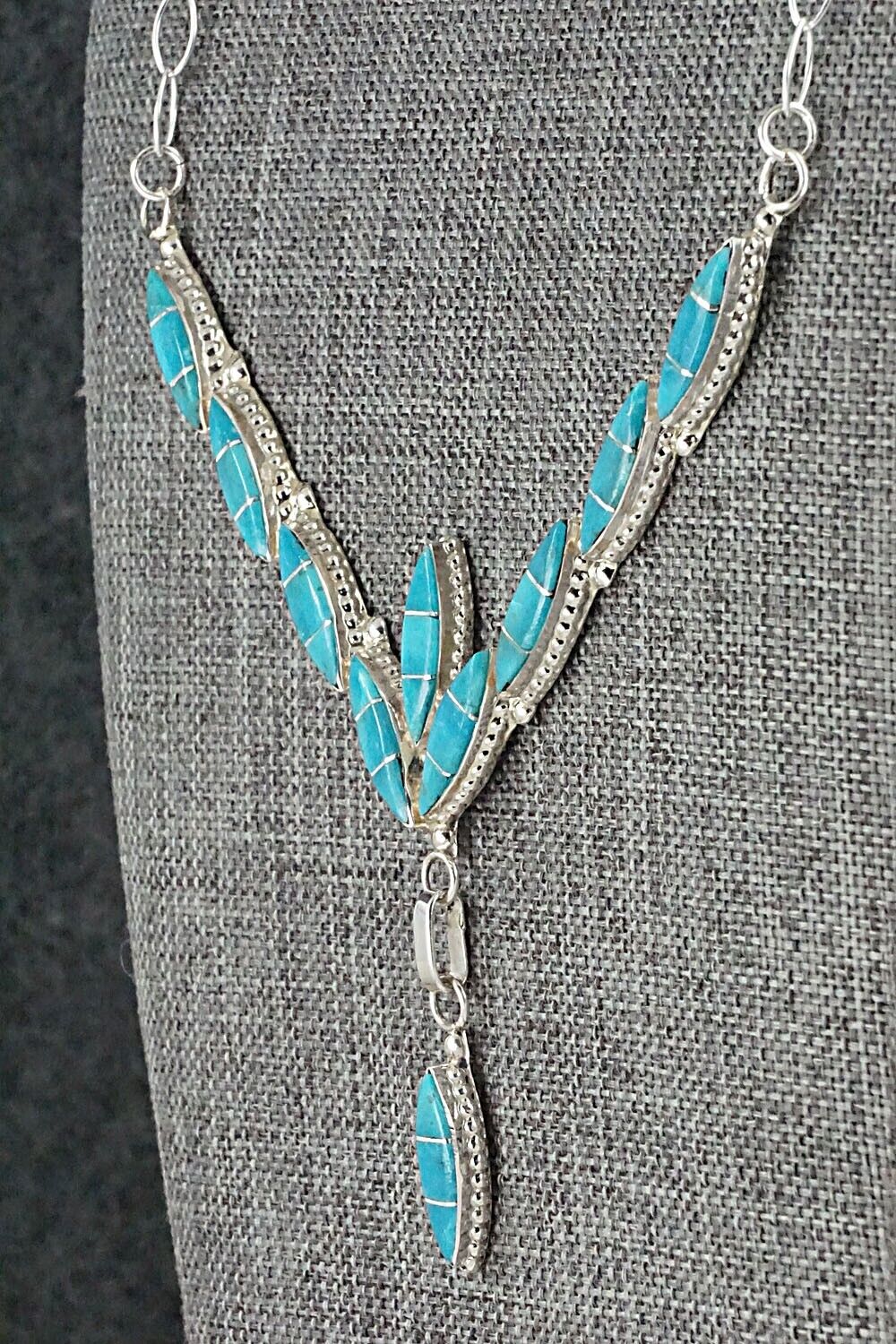 Turquoise & Sterling Silver Necklace and Earrings Set - Leola Nastacio