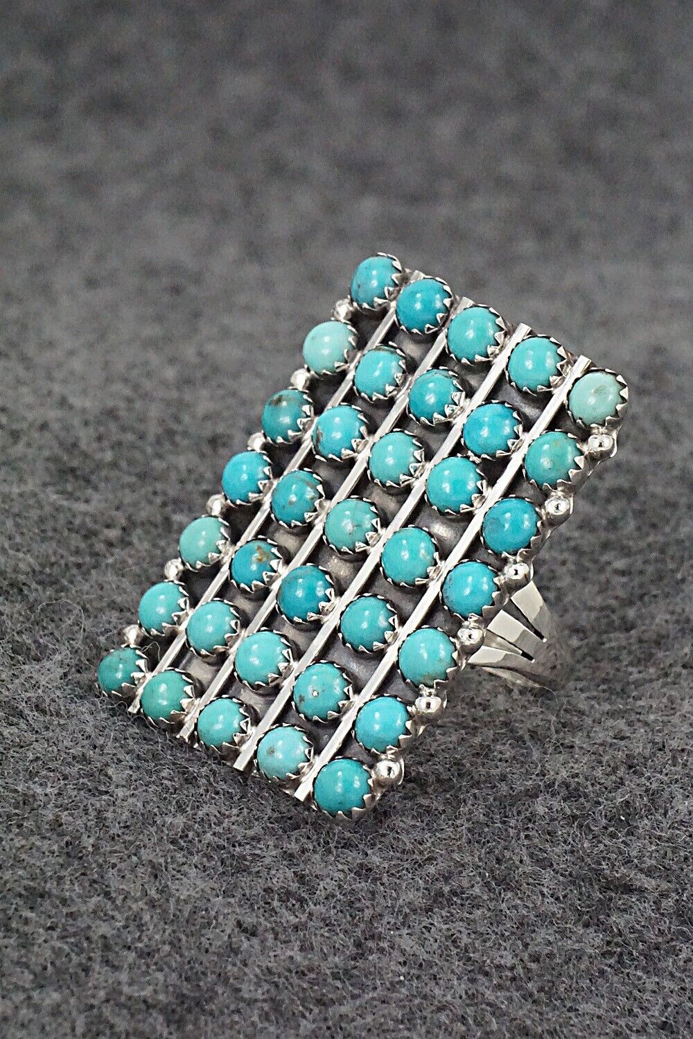 Turquoise & Sterling Silver Ring - Kenny Lonjose - Size 9