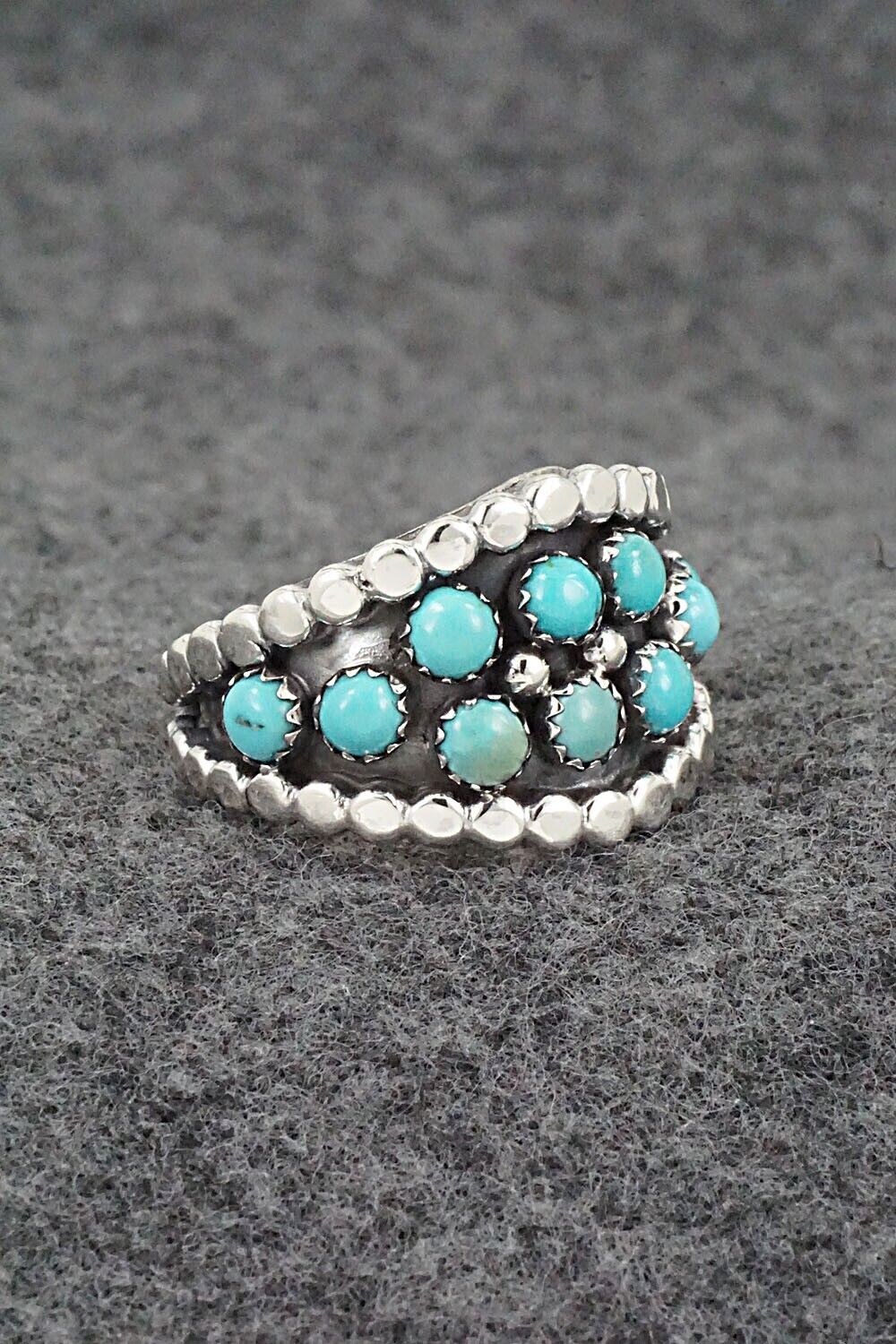 Turquoise & Sterling Silver Ring - Kenny Lonjose - Size 9.75