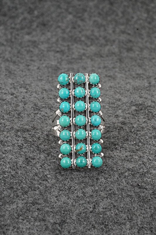 Turquoise & Sterling Silver Ring - Kenny Lonjose - Size 6.5