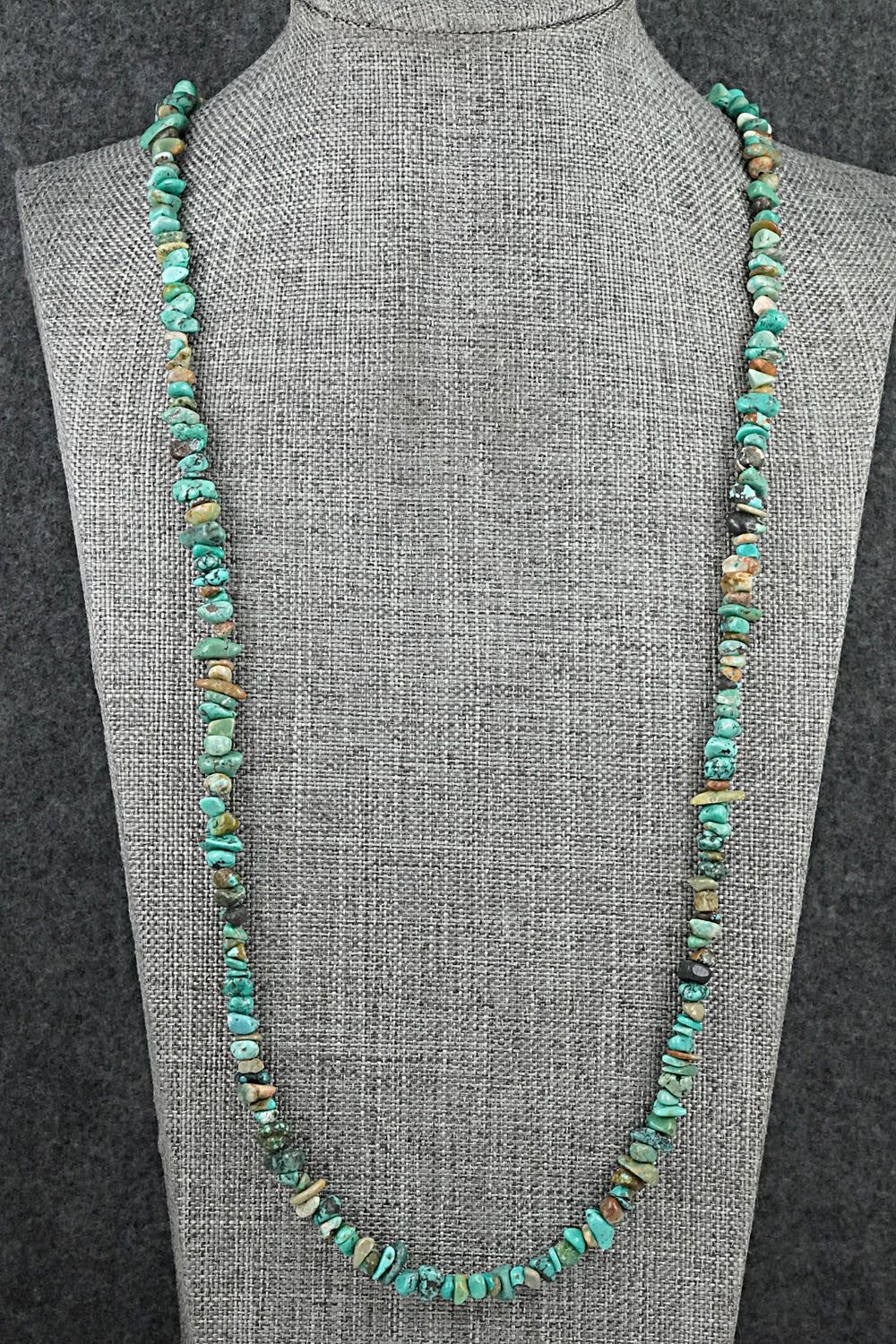 Turquoise & Sterling Silver Necklace 38" - Doreen Jake