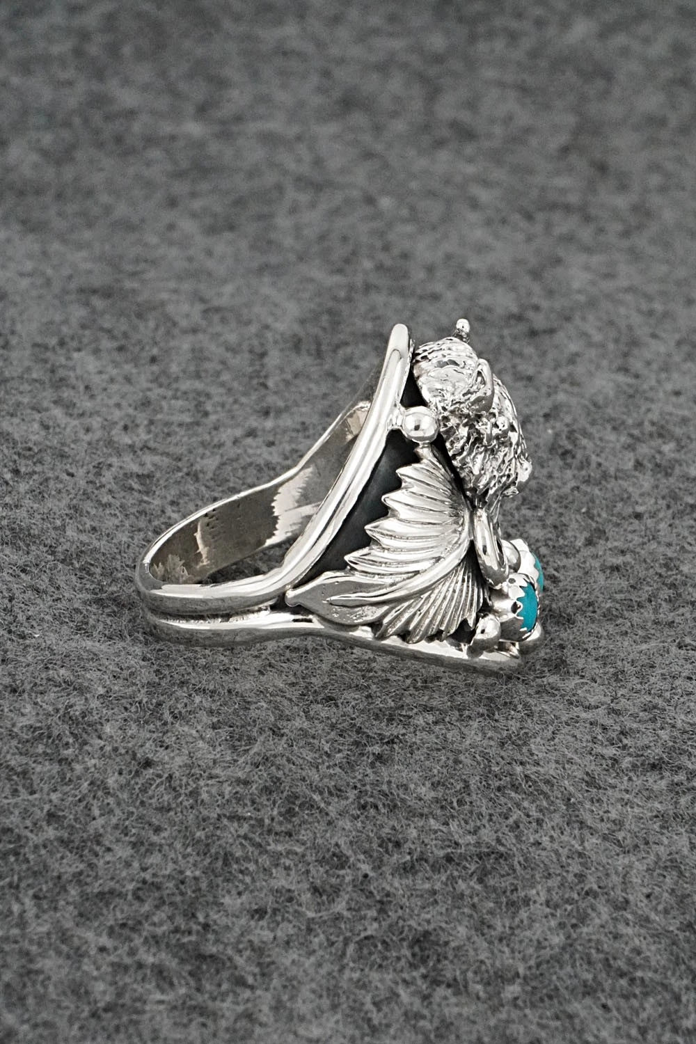 Turquoise & Sterling Silver Ring - Darrell Morgan - Size 13.5